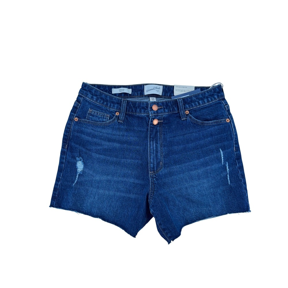 Universal Thread Vintage Midi Shorts Womens Size 8 Dark Wash‎ Distressed Denim